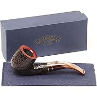 Savinelli Roma Lucite - Rustic Wooden Tobacco Pipe Hand Crafted in Italy, Italian Mediterranean Briar Wood Pipe, Traditional Wood Tobacco Pipe (622 KS)