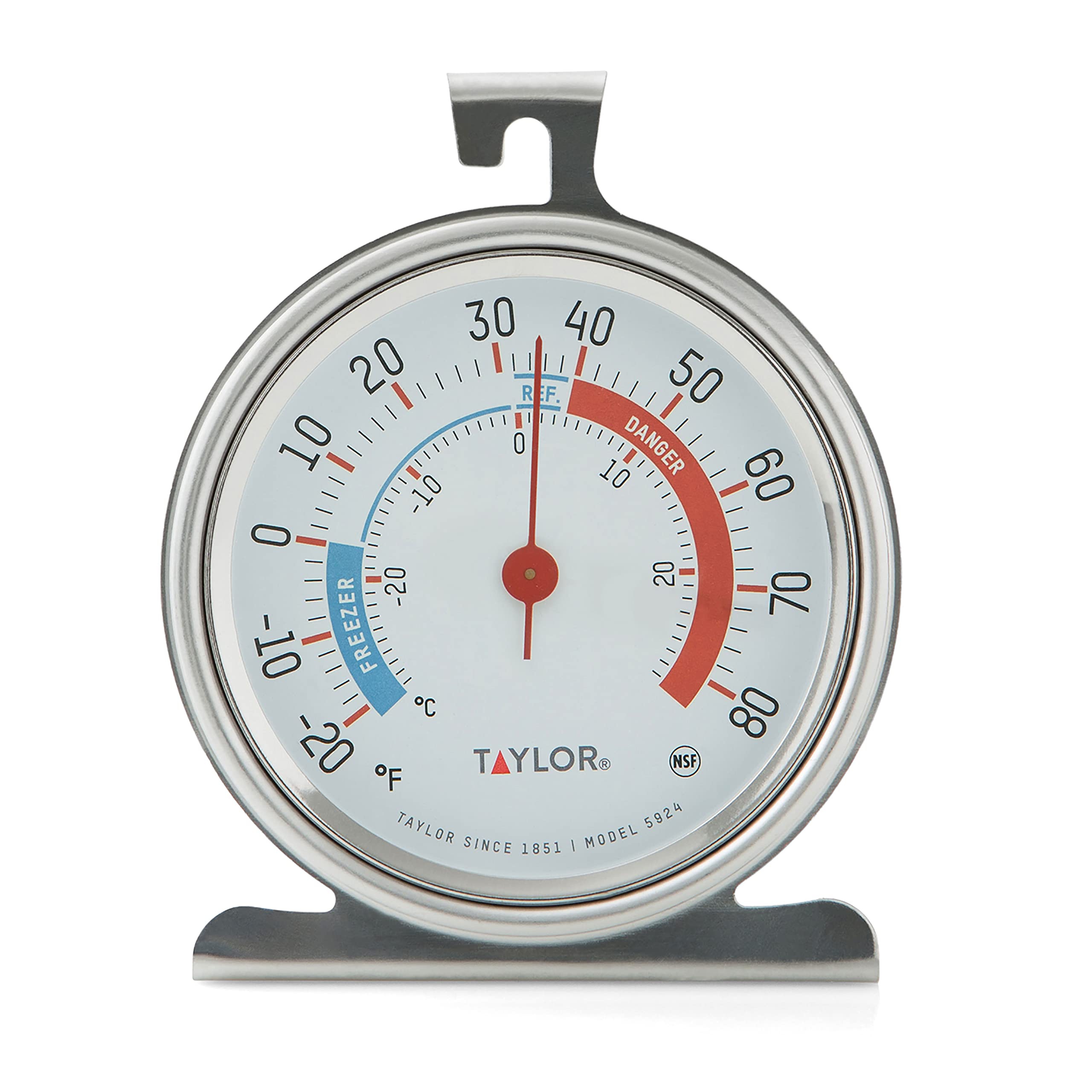 Taylor 5924 Large Dial Kitchen Refrigerator and Freezer Kitchen Thermometer, 3 Inch Dial,Silver