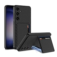 LOFIRY- Case for Samsung Galaxy S24 Ultra/S24 Plus/S24 Leather, Magnetic Stand Phone Cover with Card Holder Shockproof Lens Protection Case,S24 Ultra (S24 Ultra,Black2)
