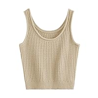 LILLUSORY Women's Tank Tops Sweater Vest Spring Summer Ribbed Sleeveless Knitted