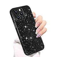 Losin Compatible with iPhone 14 Pro Max Glitter Case Women Girls Bling Sparkle Phone Case Camera Lens Protection Slim Soft Bumper Shockproof Protective Cover for iPhone 14 Pro Max 6.7 inch, Black