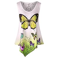 Plus Size Vintage Boho Women Summer Spring Sleeveless Beach Butterfly Floral Printed Long Shirt