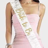 Bride to Be Lace Sash - Gold Bachelorette Party Sashes Bride Accessories for Bridal Shower Gifts