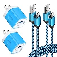 Android Phone Charger Micro Cable,4-Pack Wall Plug 1A/5V Power Adapter with 6ft Nylon Braided Fast Charging Micro USB Cord Compatible Samsung Galaxy S7 S6 Edge S4 Note 5, Moto G5 Plus E4 G6 Play, HTC