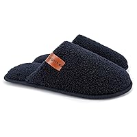 ofoot Mens Comfortable Warm Soft Fuzzy House Slippers Mules,Faux Fur Wool Fleece Lining Memory Foam Insole Non Slip Rubber Soles