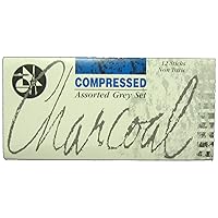 7623 Assorted Greys Compressed Charcoal Stick (Pack of 12)