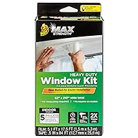 Duck MAX Strength Window Insulation Kit, Winter Window Seal Kit Fits up to 5 Windows, Heavy Duty Shrink Film Cuts to Size for Easy Indoor Installation, Window Tape Included,62 In. x 210 In., Clear