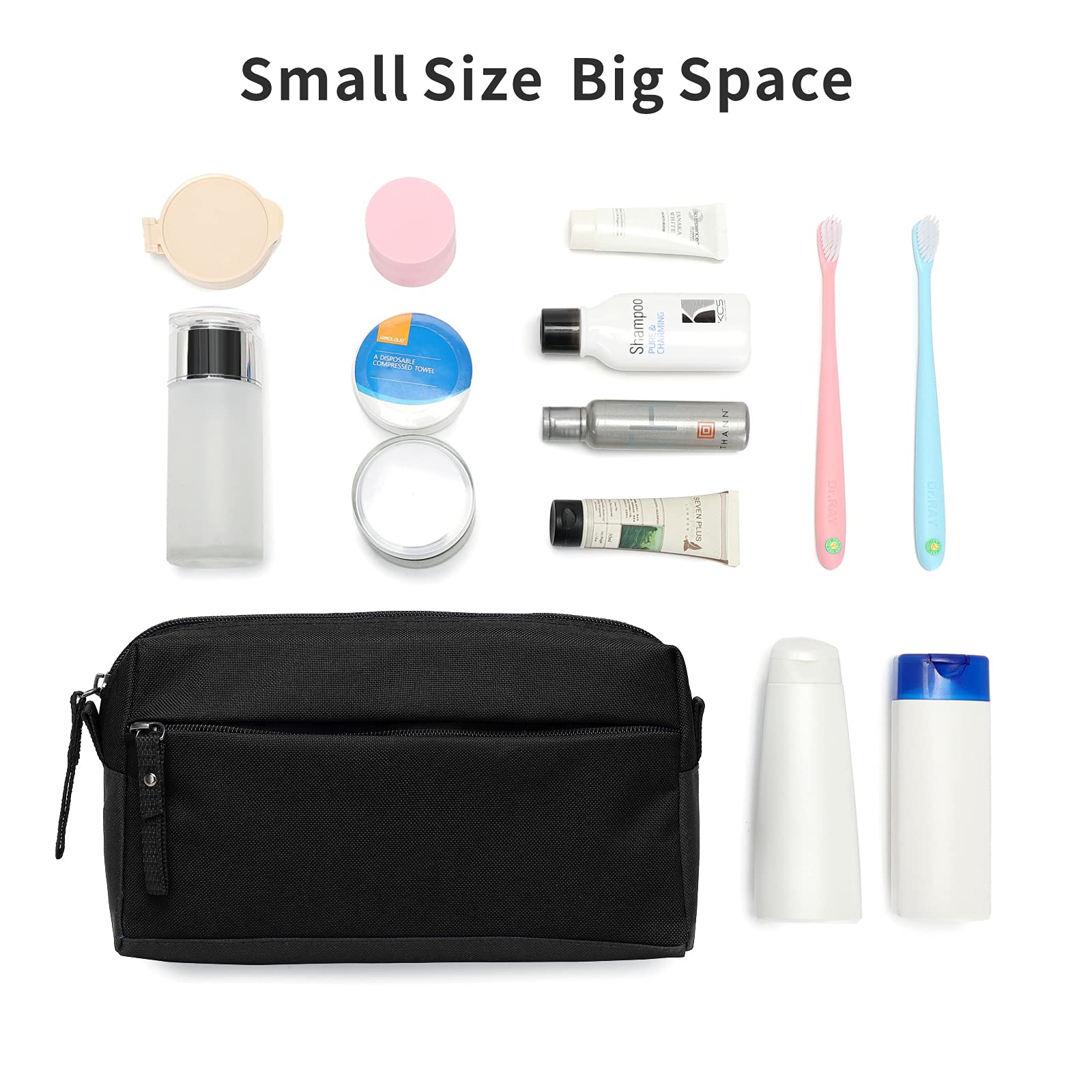 BuyAgain Toiletry Bag, Toiletry Travel Bathroom Bag Waterproof Cosmetic Make up Pouch Dopp Kit For Men or Women, Black