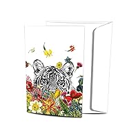 Tree-Free Greetings EcoNotes 12-Count Happy Happy Bird Sunflower Blank Notecard Set With Envelopes, All Occasion, Floral Card (FS56946)