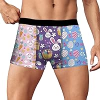 Easter Bunny Men's Underwear Boxer Briefs Breathable Boxers Trunks Funny Print Underwear Soft Comfty Undershorts