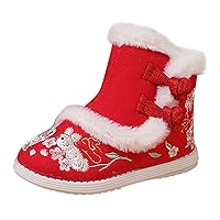 Kids Talk Boots Toddler Gilrs Cloth Shoes Rubber Sole Warm Winter Snow Boots Lace up Leather Boots Size 3 Girls