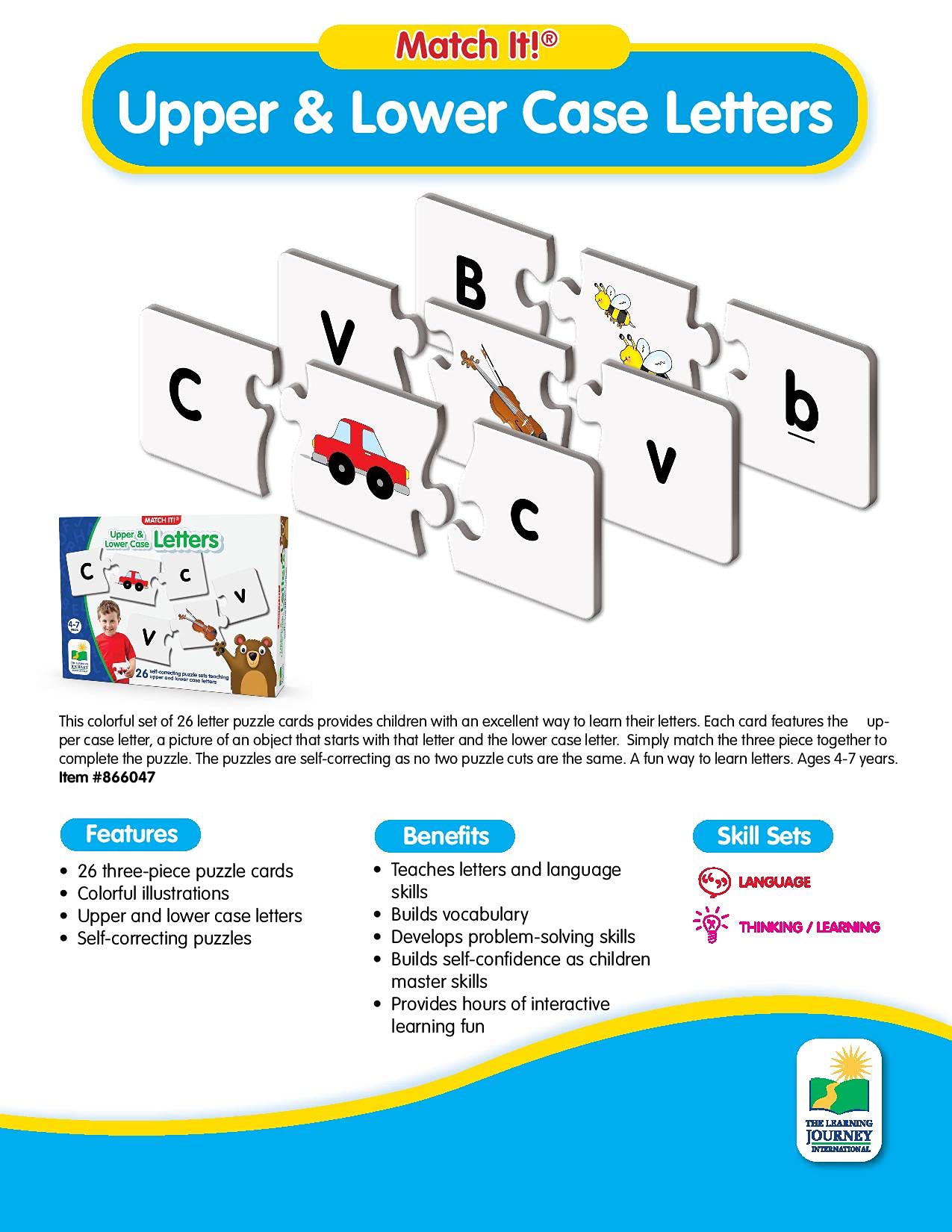 The Learning Journey: Match It! - Upper & Lower Case Letters, Alphabet Puzzles For Kids Ages 3-5, ABC Puzzle Letter Game, Alphabet Learning Award Winning Educational Toys