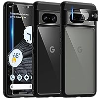 TAURI [5 in 1 for Google Pixel 8 Case, [Not Yellowing] with 2 Tempered Glass Screen Protector + 2 Camera Lens Protector, [Military Grade Drop Protection] Shockproof Slim for Pixel 8 Phone Case, Black