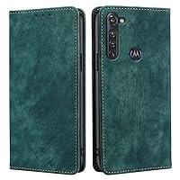 Leather Wallet Phone Case Compatible with Moto G Play 4G 2024, Magnetic Flip Book PU Shockproof Wallet Protective Cover Case with Card Holder & Stand Function - Green