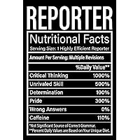 REPORTER nutritional facts: Funny Appreciation Notebook for REPORTER Employee or Coworker, Cute Original Adult Birthday Gag Gift for REPORTER | Blank ... Diary, Cool & Fun Journal for Colleagues