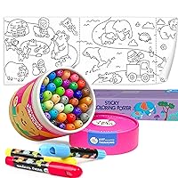 Jar Melo 36 Colors Twistable Crayons Non Toxic Washable Crayons Sticky Giant Coloring Poster for Kids­­－Re-Stick Drawing Paper Roll for Toddlers
