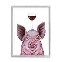 Stupell Industries Cute Farm Pig Looking Holding Wine Glass, Design by Coco de Paris