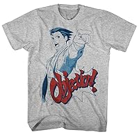 Ace Attorney Phoenix Wright Point Objection Gaming Adult Grey Tee Shirt