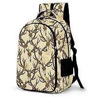 Vintage Deer Skull Laptop Backpack Durable Computer Shoulder Bag Business Work Bag Camping Travel Daypack