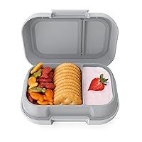 Bentgo® Kids Snack - 2 Compartment Leak-Proof Bento-Style Food Storage for Snacks and Small Meals, Easy-Open Latch, Dishwasher Safe, and BPA-Free - Ideal for Ages 3+ (Gray)