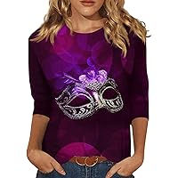 Ladies St Patricks and Easter Shirt 3/4 Sleeve Tops Summer O-Neck for Women Print Tunic Graphic Tops Dressy 2024 Blouse