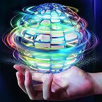 Flying Ball Toy Globe 360°Rotating Hand Controlled Orb Magic Led Lights Controller Mini Drone Boomerang Fly Spinners for Kids Adults Indoor Outdoor (Blue)