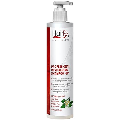 HairRx Professional Revitalizing Shampoo +SP (for Oily Scalps) with Pump, Light Lather, Jasmine Scent, 10 Ounce