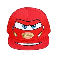Disney Pixar Cars Baseball Cap, Lightning McQueen Kids Cotton Adjustable Hook and Loop Closure Hat with Flat Brim, Red, One Size