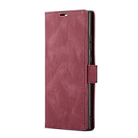 XRJNFHI- Flip Case for Samsung Galaxy S24 Ultra/S24 Plus/S24, Business Leather Wallet Cover Folio Kickstand Case Men and Women (S24 Ultra,Red)