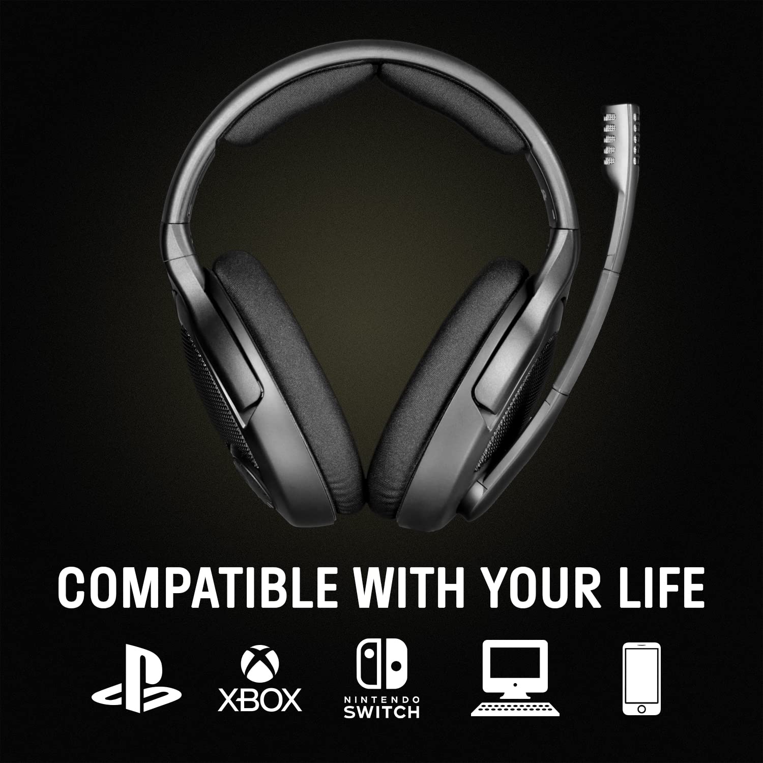 Drop + EPOS PC38X Gaming Headset Noise-Cancelling Microphone with Over-Ear Open-Back Design, Velour Earpads, Compatible with PC, PS4, PS5, Switch, Xbox, Mac, Mobile, and More (Black)