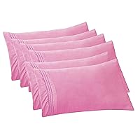 Elegant Comfort 6-PACK Solid Pillowcases 1500 Thread Count Egyptian Quality - Easy Care, Smooth Weave, Wrinkle and Stain Resistant, Easy Slip-On, 6-Piece Set, Standard/Queen Pillowcase, Light Pink