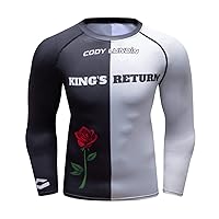 Men Cool Dry 3D Digital Printing Compression Long Sleeve Base Layer Shirts, Sports& Fitness Tee