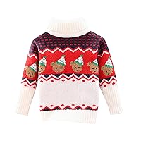 Toddler Boy U𝗴ly Christmas Sweater High Collar Sweater Shirt Kids Xmas Pullover Funny Reindeer Santa Tops