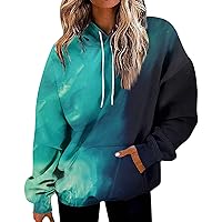 Oversized Hoodie For Women Gradient Color Block Hoodies Fashion Drawstring Hooded Sweatshirt Teen Y2k Clothes