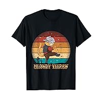 Western Texas Cat with Disco Cowboy Hat Design Meowdy Yeepaw T-Shirt