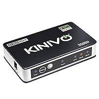 Kinivo HDMI Switch 4K HDR 350BN (3 in 1 Out, 4K 60Hz HDR, HDMI 2.0, High Speed 18Gbps, IR Remote, HDCP) - Compatible with Roku, PS5, Xbox, Apple TV, Nintendo Switch, Cable Box