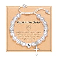 Initial Heart Cross Charm Bracelet for Girls, Baptism First Communion Easter Confirmation Gifts for Girls Teens