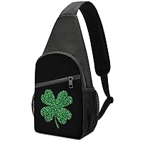 Four Leaf Clover Lucky Crossbody Sling Backpack Adjustable Straps Chest Bag for Hiking Traveling Outdoors