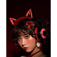 Version UP 3G Cat Ear Headphones Type-C Wireless 5.0 aptX Low Latency, Gaming Pro 7.1 Surround Sound, Noise Cancelling Mic (3, Red)