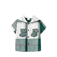 Cool Chains Boys Kids Toddler Baby Boys Spring Summer Plaid Short Sleeve Hooded Tshirt Clothing Large