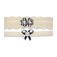 Personalized Wedding Garters for Bride Custom Lace Bridal Garter (Small (16