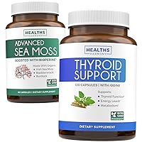 Bundle of Thyroid Support & Sea Moss - Sea Moss Thyroid Care Pack - Thyroid Support with Iodine (120 Caps) & Irish Sea Moss Capsules - Raw Vegan Supplement with BioPerine (Non-GMO & Organic)