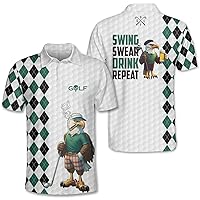 Funny Golf Shirts Skull Hawaiian Polo Shirts for Men, Crazy Golf Shirts for Men Golf Gifts Hawaiian Skull Golf Shirts