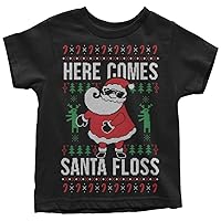 Threadrock Here Comes Santa Floss Ugly Christmas Sweater Kids Toddler T-Shirt