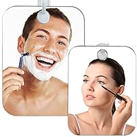 Shave Well Anti-Fog Deluxe Adhesive Hook Shower Mirror and Travel Wall Suction Shower Mirror for Men and Women | Portable, Handheld, and Frameless | Ideal for Camping or Gym