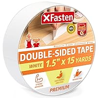 ATack Double-Sided Tape White, 1.5 Inches x 15 Yards, Heavy Duty Double  Sides self Sticky Wall Fabric Tape for Wood Templates, Furniture, Leather