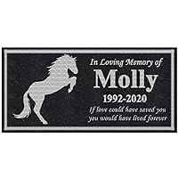 ODB 12x6 inches Personalized Pet Memorial Stones for Horse, Black Granite Memorial Garden Stone Laser Engraved, Gifts for Someone Who Lost a Loved One
