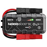 Boost X GBX75 2500A 12V UltraSafe Portable Lithium Jump Starter, Car Battery Booster Pack, USB-C Powerbank Charger, and Jumper Cables for up to 8.5-Liter Gas and 6.5-Liter Diesel Engines