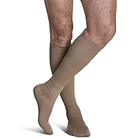 SIGVARIS Men’s Style Microfiber 820 Closed Toe Calf-High Socks 20-30mmHg - Extra Large Short - Tan-Khaki