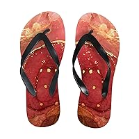 Vantaso Slim Flip Flops for Women Red Marble Swirl Yoga Mat Thong Sandals Casual Slippers